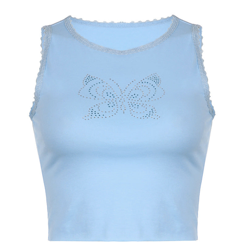 Women's Printed Slim Fit Cropped Sleeveless Tank Top