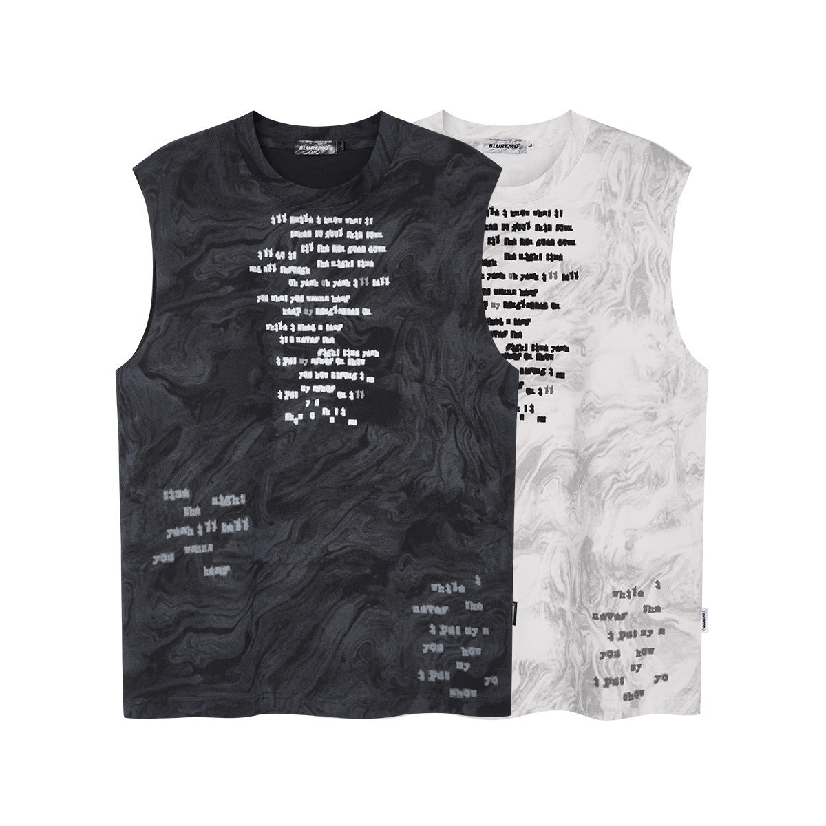 Vintage Batik Ink Letter Printing Tank Top Vest