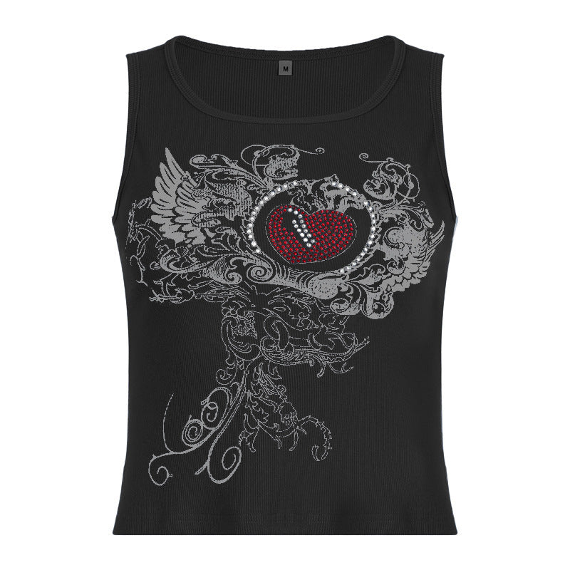 Women's Printed Slim Fit Cropped Sleeveless Tank Top