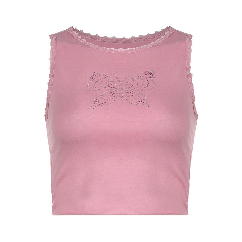 Women's Printed Slim Fit Cropped Sleeveless Tank Top