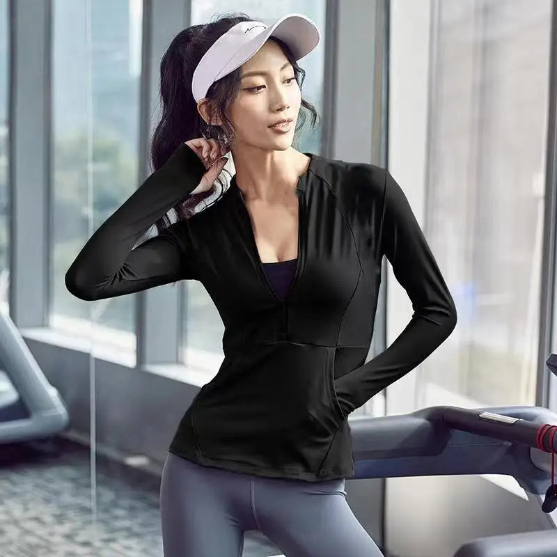 2024 new Yoga Crop Top Spring Summer Sports Jacket Women New Zipper Running Yoga Top Top Deportivo Mujer Camisetas