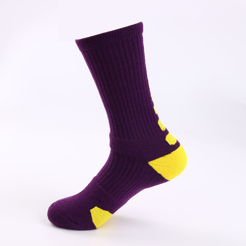 Classic High Top Towel Bottom Sports Socks Terry Thickening Antiskid Elite Basketball Socks Men's High Tube Socks