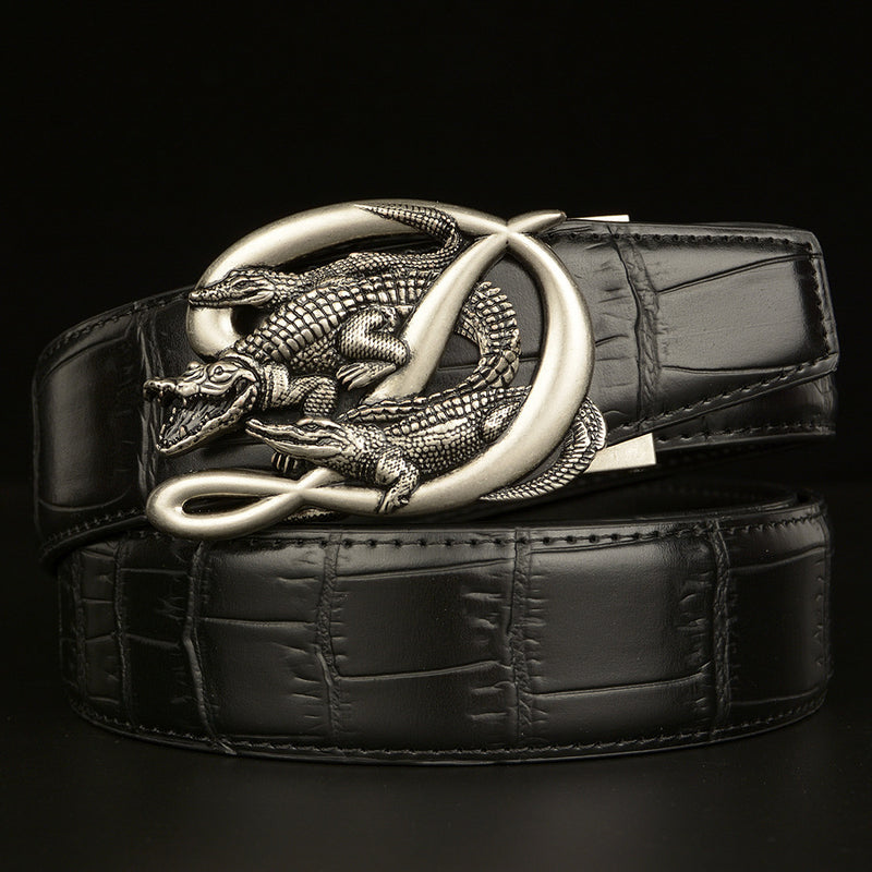 BeltCrocodile Buckle Men Belt Real Cowhide Automatic Buckle Casual