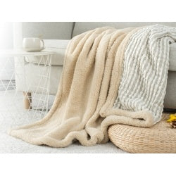 Lamb Wool Blanket Gray White