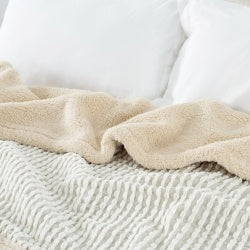 Lamb Wool Blanket Gray White