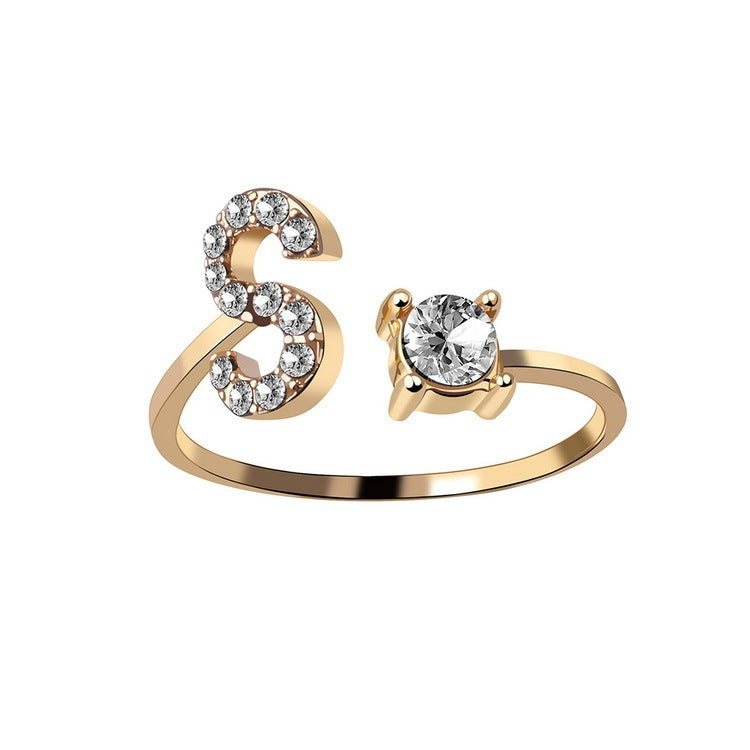 New Design Adjustable 26 Initial Letter Ring Fashion