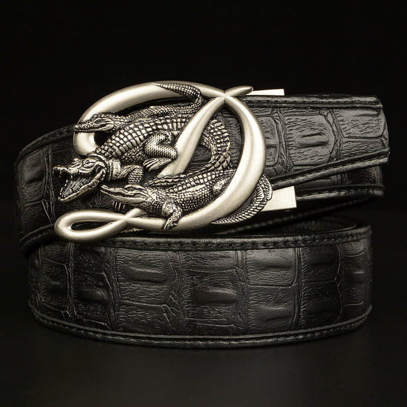 BeltCrocodile Buckle Men Belt Real Cowhide Automatic Buckle Casual