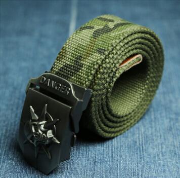 Men Canvas Skull Metal Belt