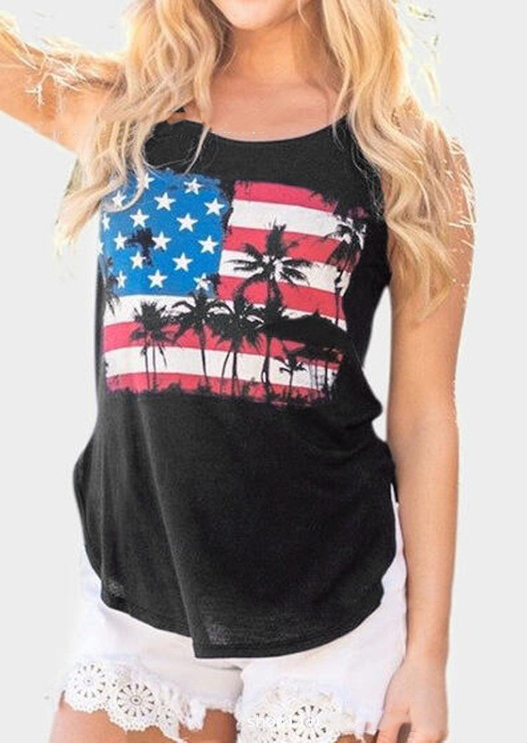 Flag printed tank top