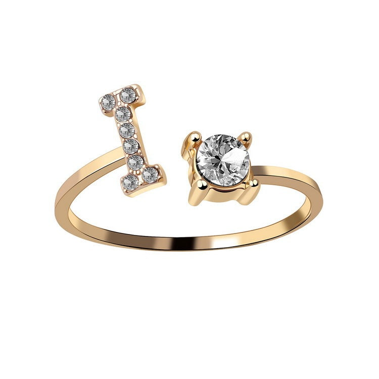 New Design Adjustable 26 Initial Letter Ring Fashion