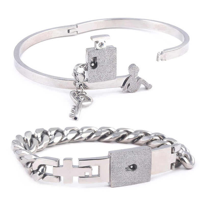 Fashion Jewelry Titanium Steel Couple Love Lock, Bracelet,