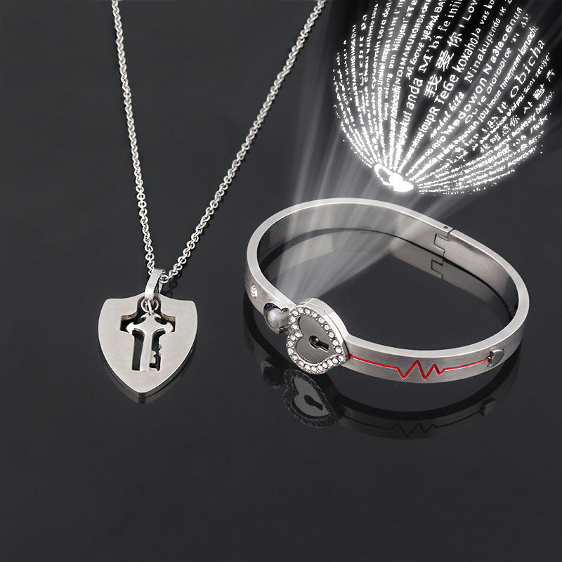 Fashion Jewelry Titanium Steel Couple Love Lock, Bracelet,