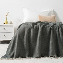 Herringbone Pattern Acrylic Blanket Gray