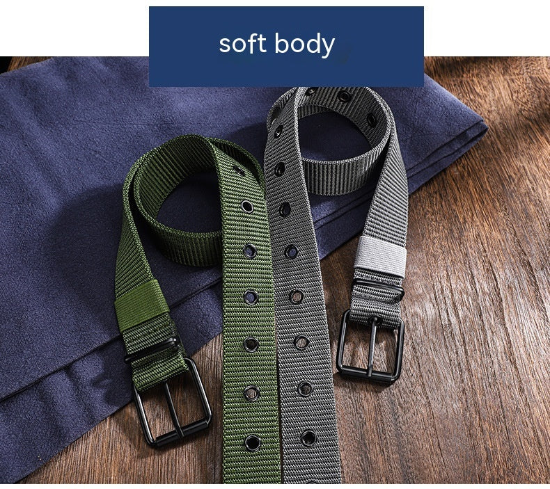 Lengthened Porous Pin Buckle Canvas Belt