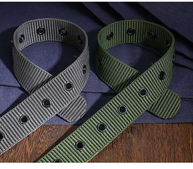 Lengthened Porous Pin Buckle Canvas Belt