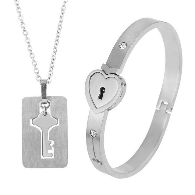 Fashion Jewelry Titanium Steel Couple Love Lock, Bracelet,