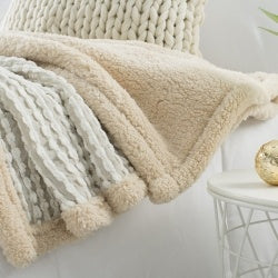 Lamb Wool Blanket Gray White