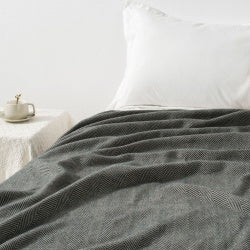 Herringbone Pattern Acrylic Blanket Gray