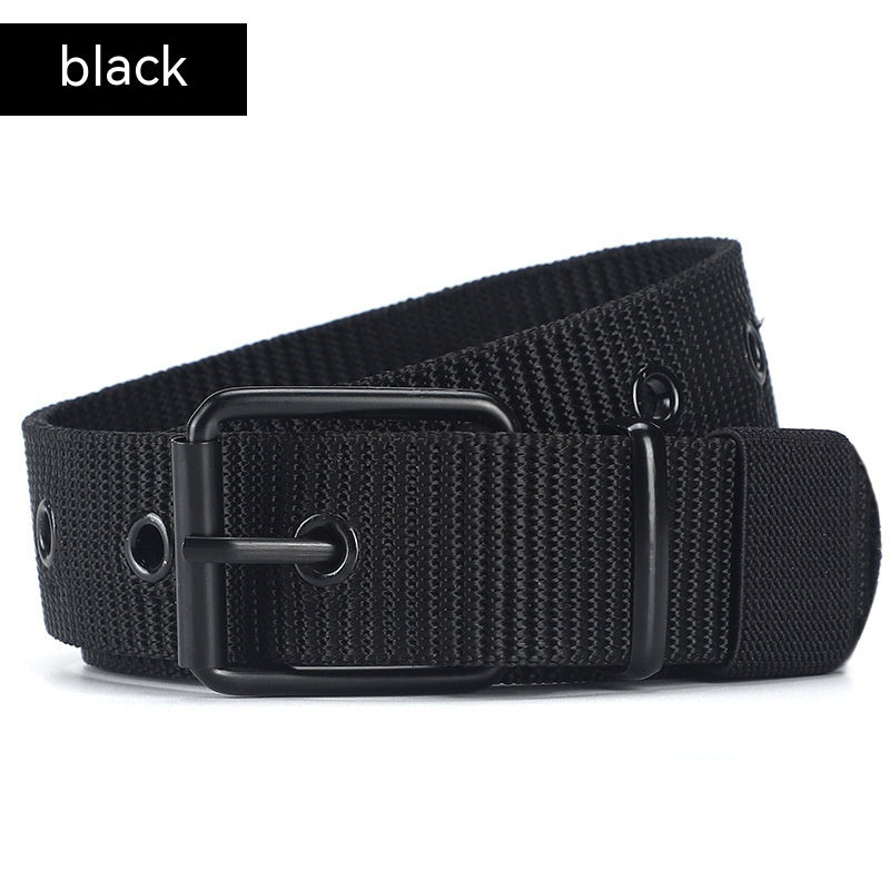 Lengthened Porous Pin Buckle Canvas Belt