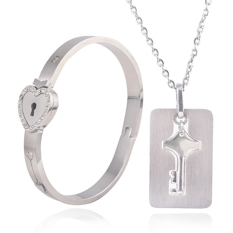 Fashion Jewelry Titanium Steel Couple Love Lock, Bracelet,