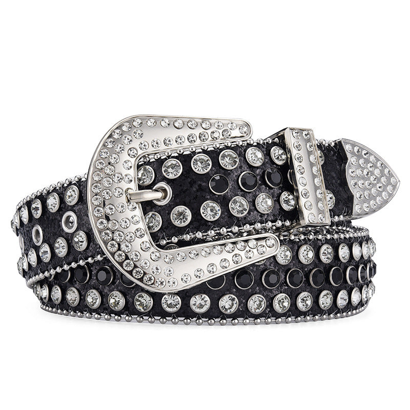 Men Women Alloy Belt Punk Rock Rivet Rhinestone