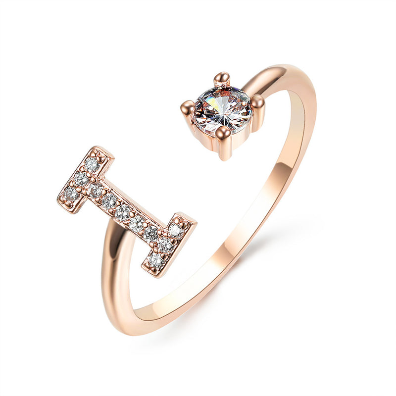 New Design Adjustable 26 Initial Letter Ring Fashion