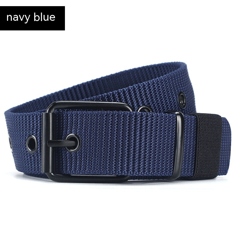 Lengthened Porous Pin Buckle Canvas Belt