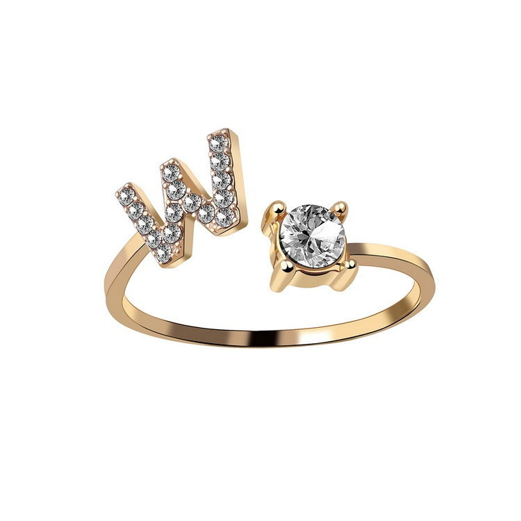 New Design Adjustable 26 Initial Letter Ring Fashion