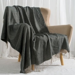 Herringbone Pattern Acrylic Blanket Gray