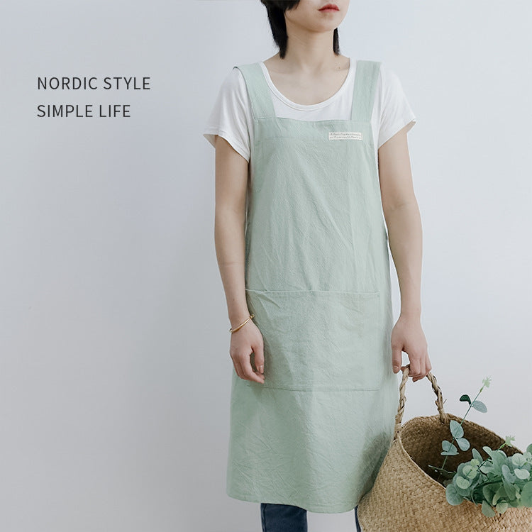 Linen Jean Apron Simple Overclothes Kitchen Apron