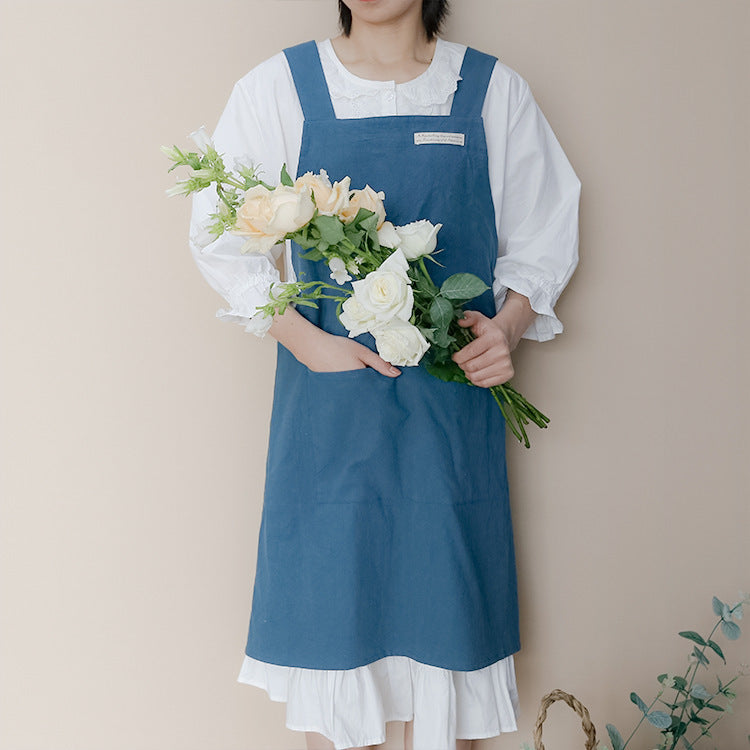 Linen Jean Apron Simple Overclothes Kitchen Apron