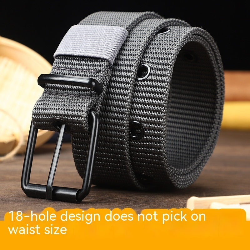 Lengthened Porous Pin Buckle Canvas Belt