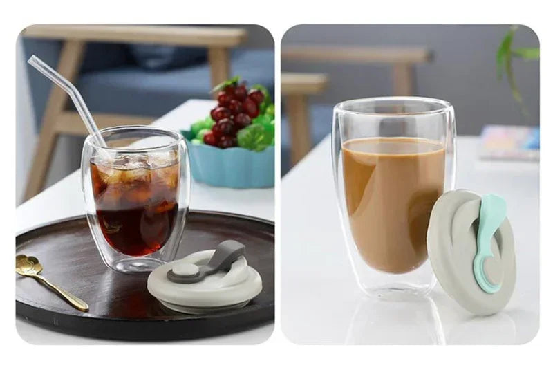 5 Sizes Double Wall Insulated Glass Cup Clear Espresso Coffee Mugs Handmade Beer Mug Tea Milk glass Whiskey Glass Cups Drinkware