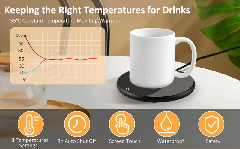 Mug Warmer USB Cup Warmer Coffee Cup Heater Thermostatic Heating Coaster Cup Electric Milk Tea Coffee Mug Warmer for Office Home