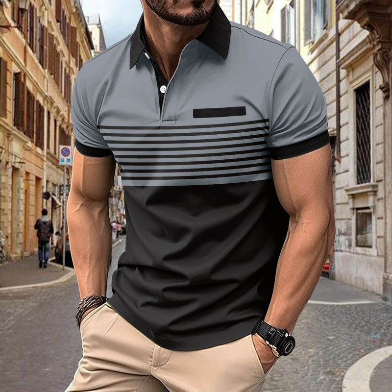 Casual Striped Shirt With Chest Pocket Men Clothing