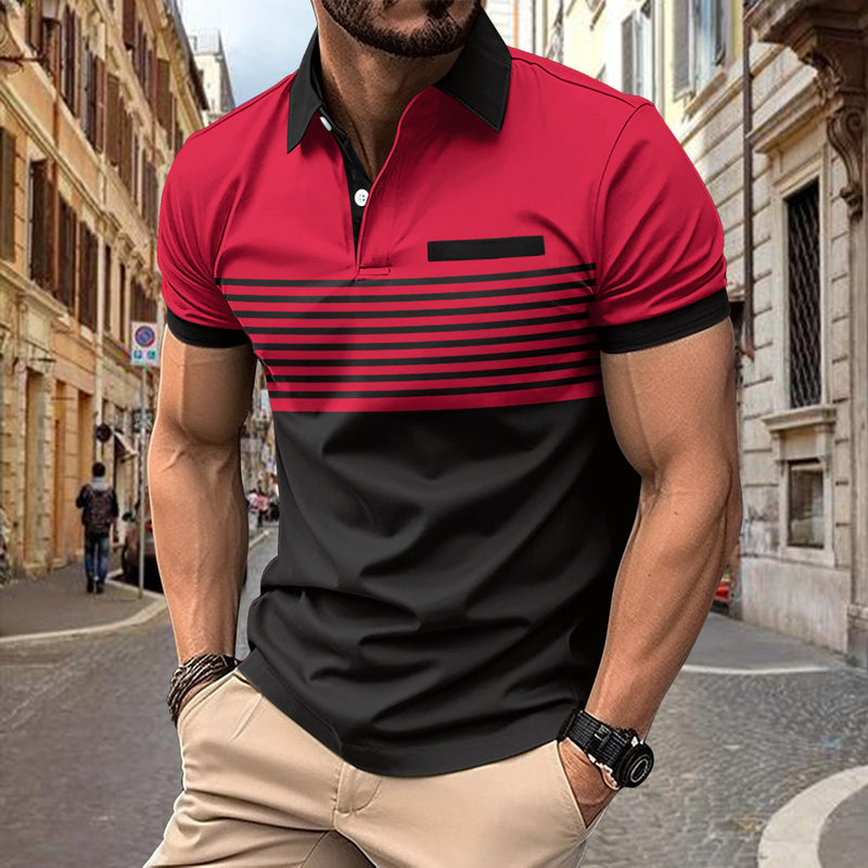 Casual Striped Shirt With Chest Pocket Men Clothing