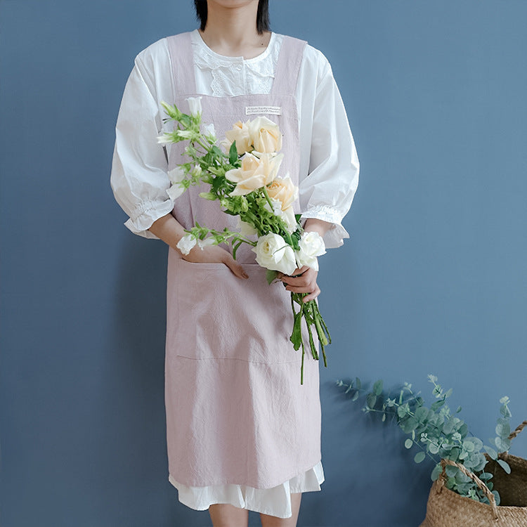 Linen Jean Apron Simple Overclothes Kitchen Apron